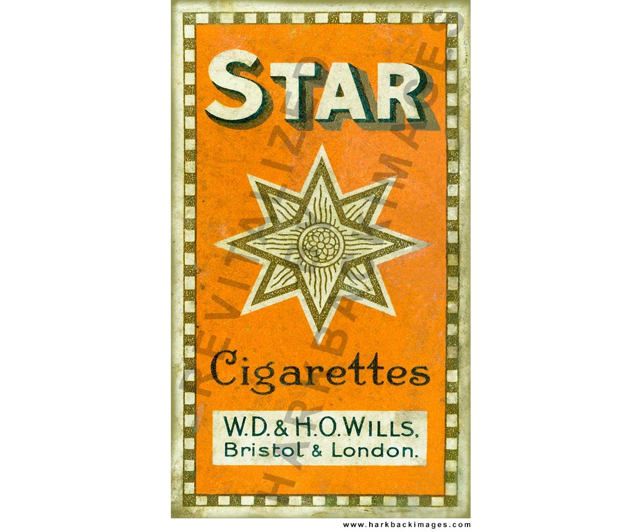 Wills Star 10 Pack Cigarettes. (HD digitally enhanced print)
