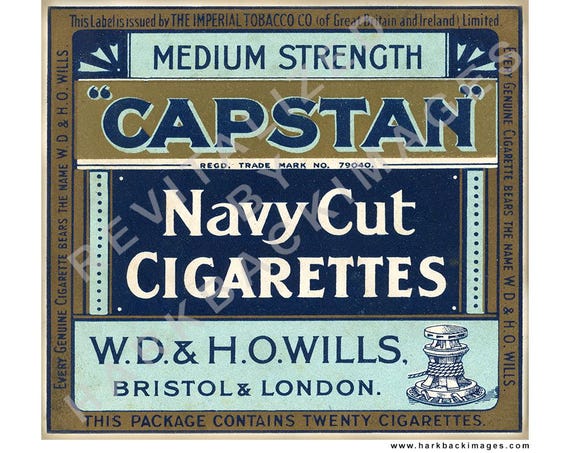 Capstan" Navy Cut Cigarettes, Full Strength. | Source: Livi
