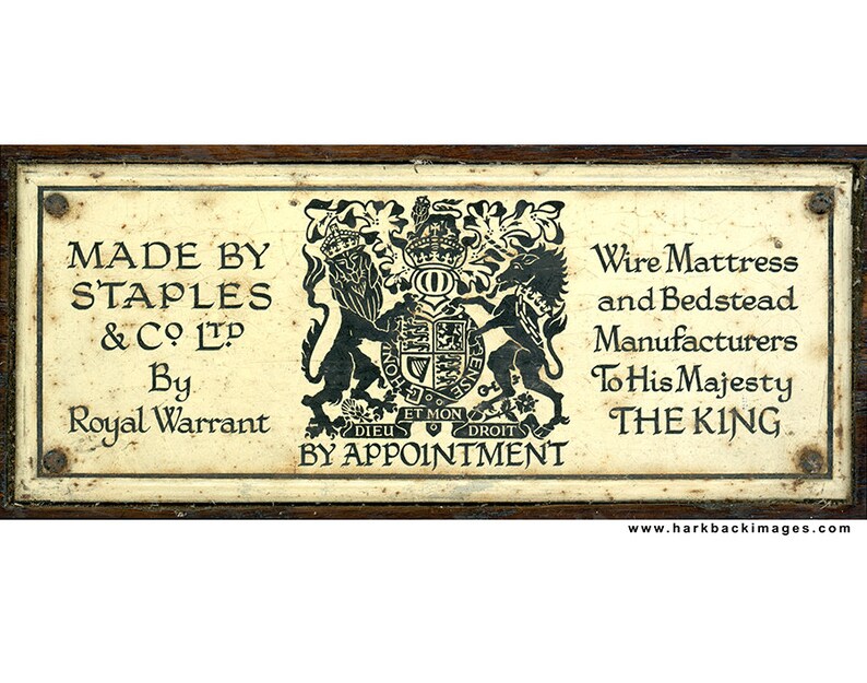 Ancient Metal Label Staples Beds HD Photographic Print Etsy