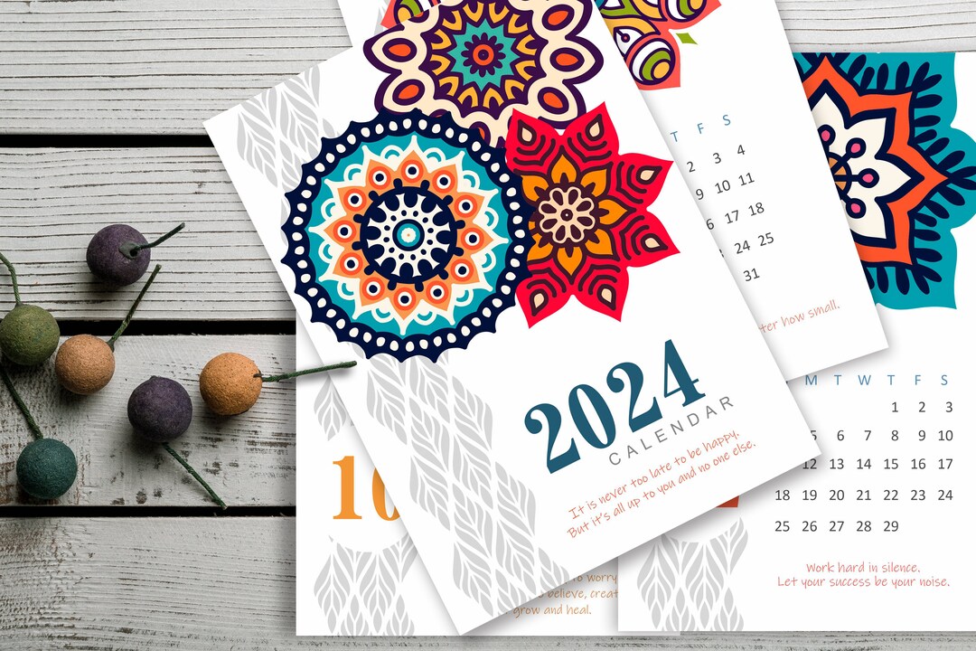 Mandala Calendar, 2024 Calendar, Digital Download, Printable Mandala ...