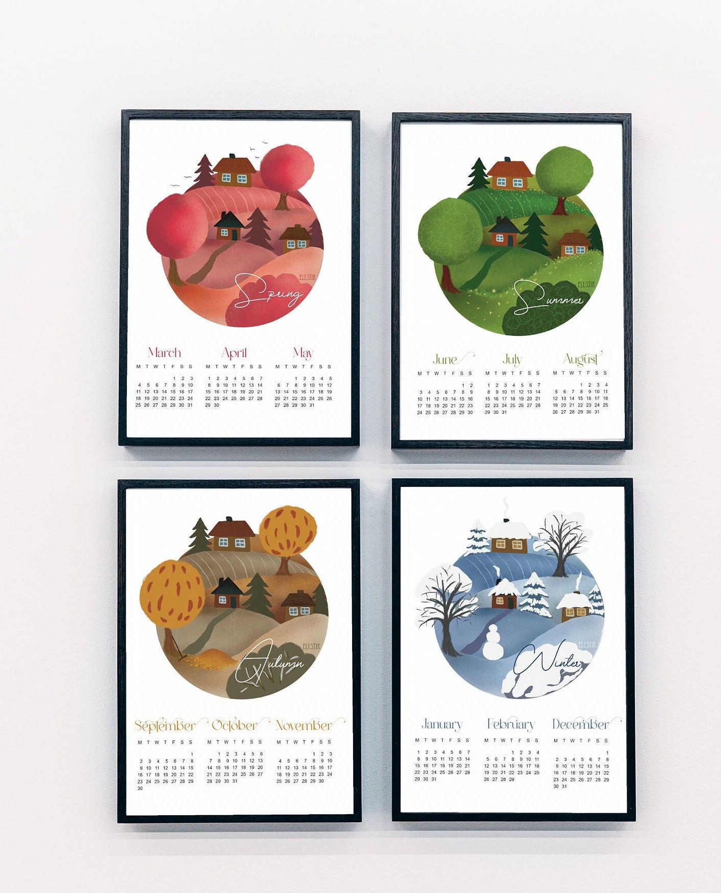 Seasonal Calendar 2024 Nature Calendar 4 Parts Digital Download