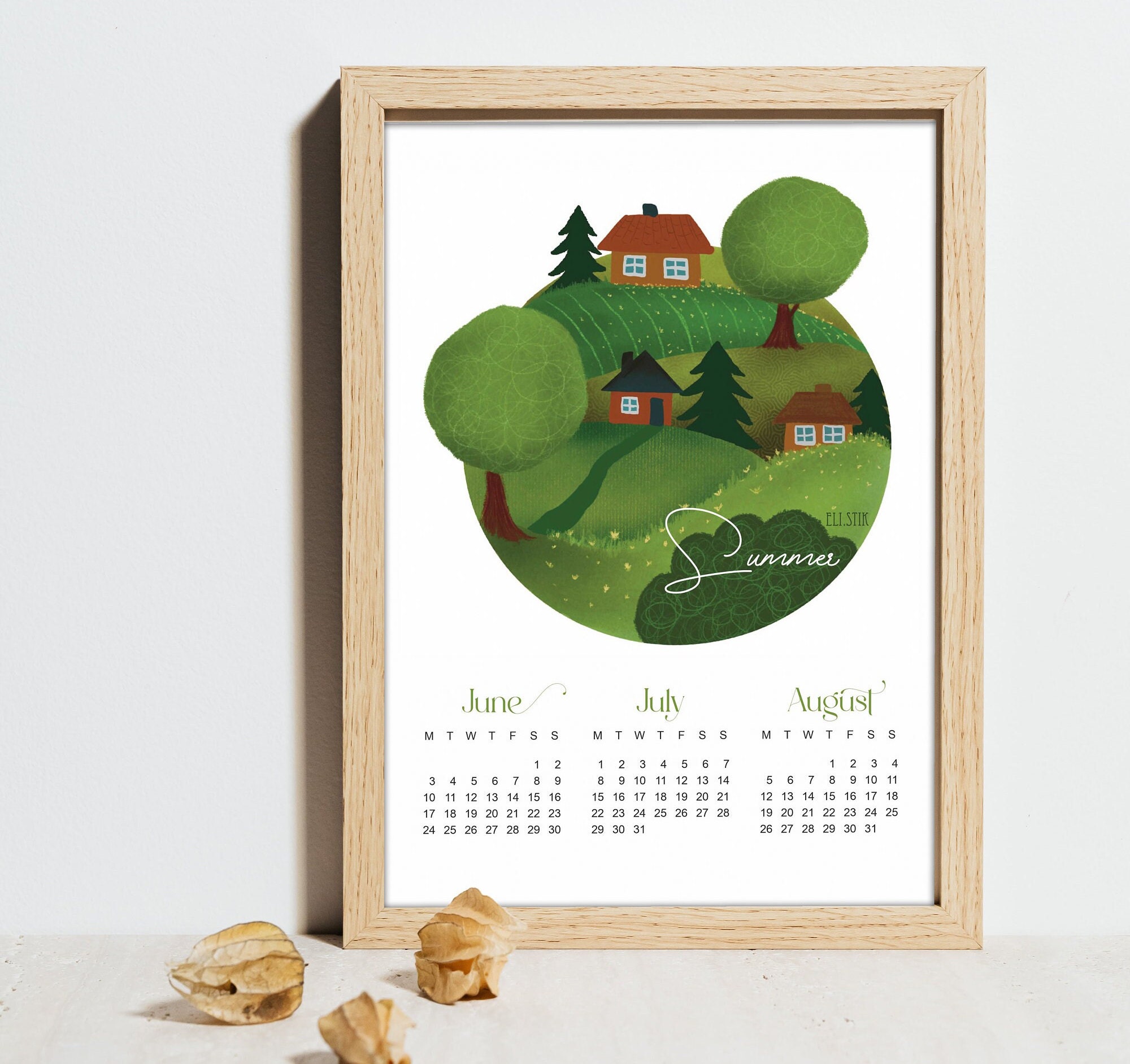 Seasonal Calendar 2024 Nature Calendar 4 Parts Digital Download