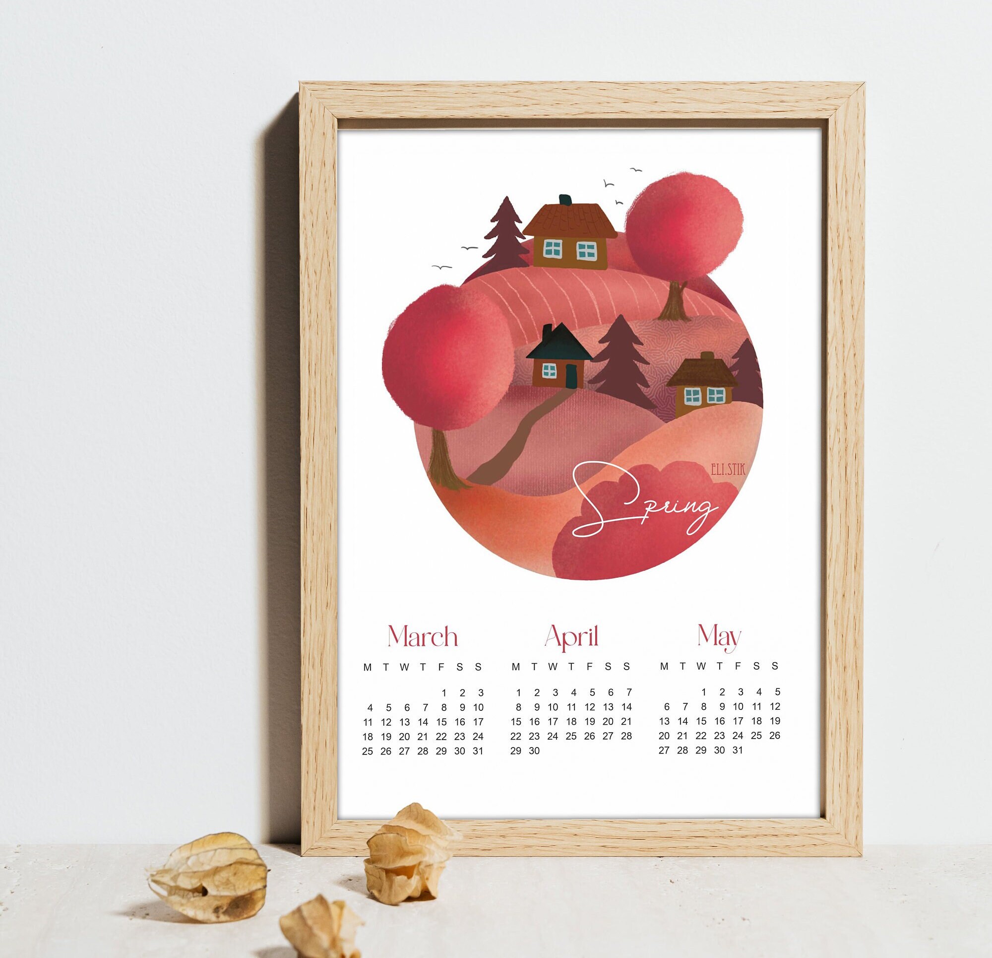 Seasonal Calendar 2024 Nature Calendar 4 Parts Digital Download