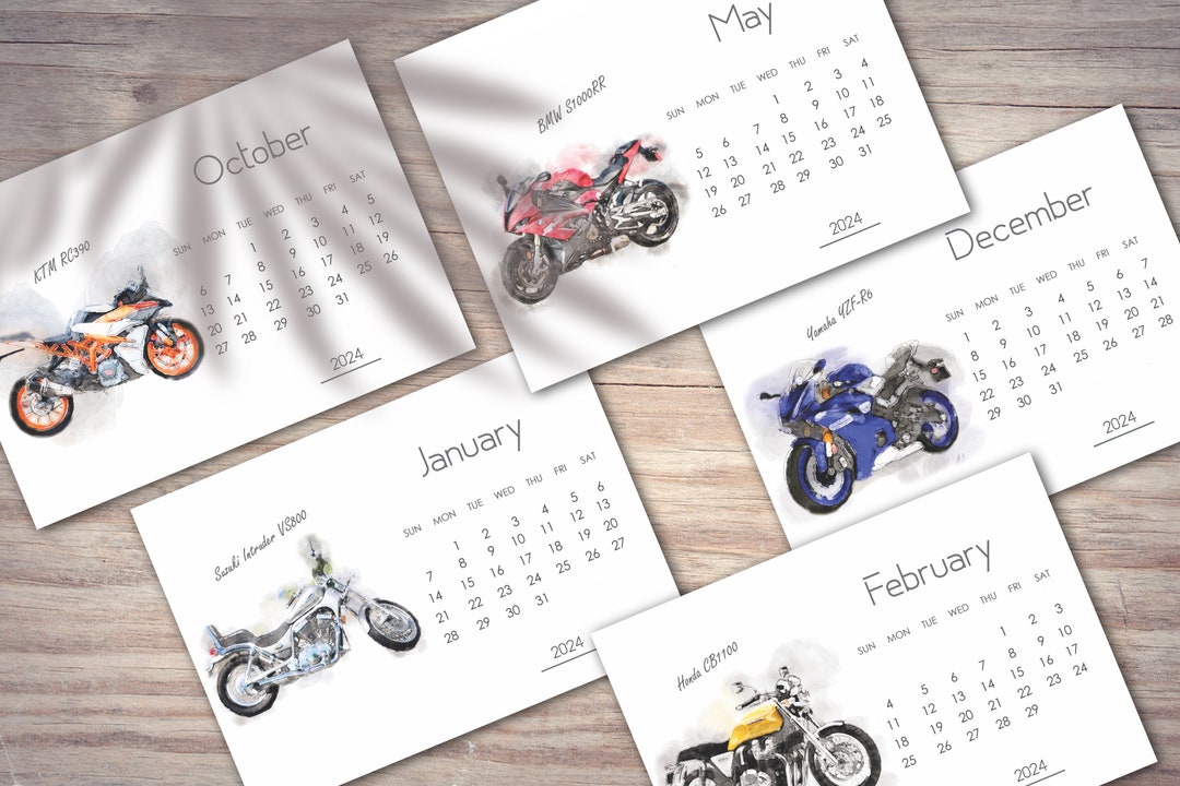 2024 Motorcycles Calendar, Desk Calendar, Printable Motorcycles Lover 2024 Motorcycles Calendar, Desk Calendar, Printable Motorcycles Lover
