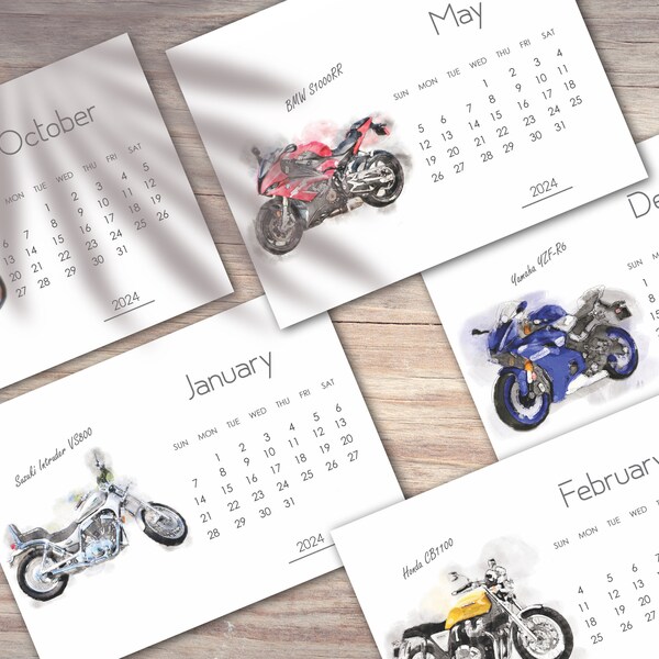 Motorcycle Calendar 2024 Etsy