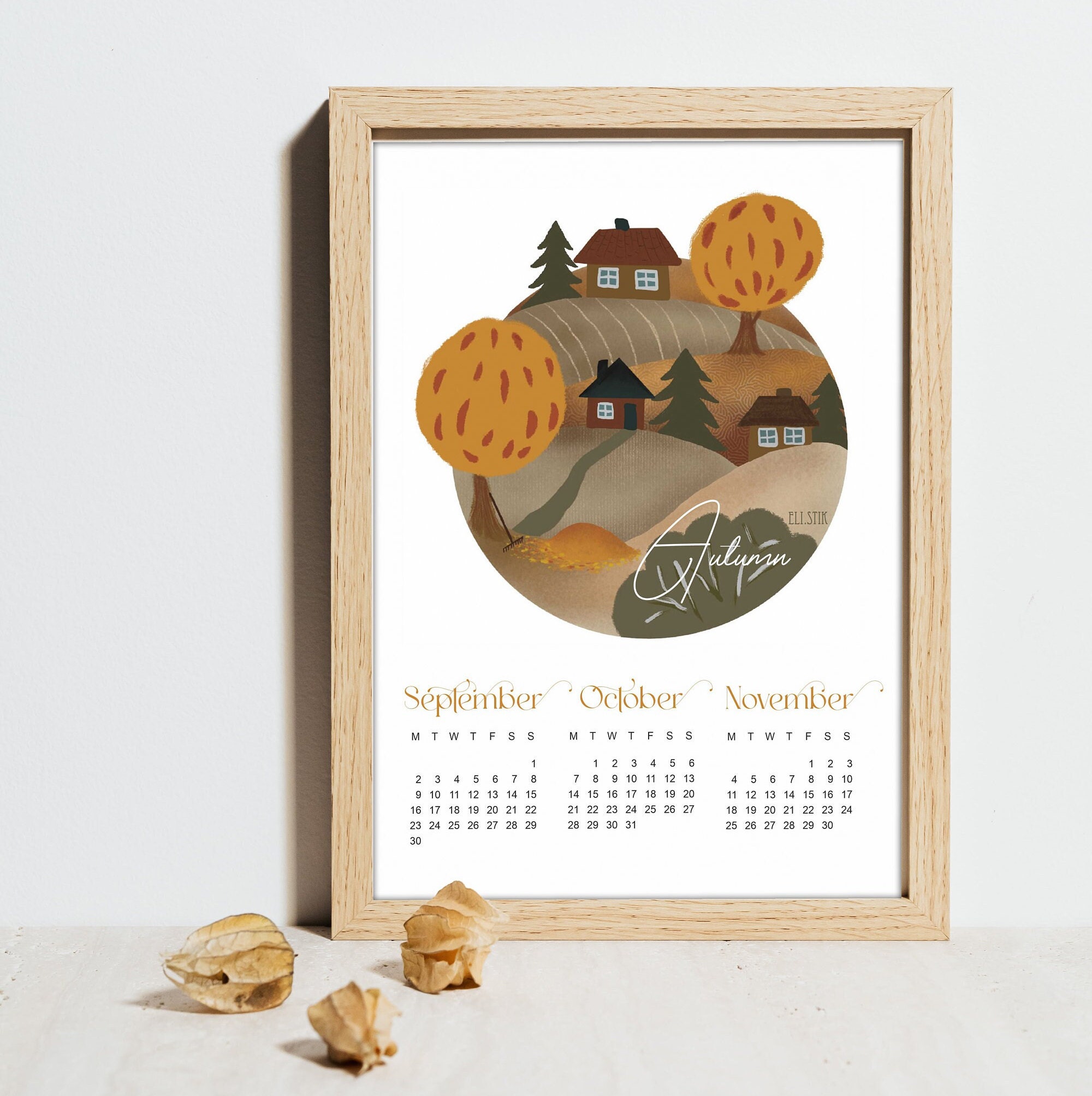 Seasonal Calendar 2024 Nature Calendar 4 Parts Digital Download
