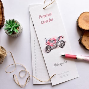Birthday Perpetual Calendar|Wall Calendar| Motorcycles Lover| Motorcycles Calendar | Anniversaries Calendar |