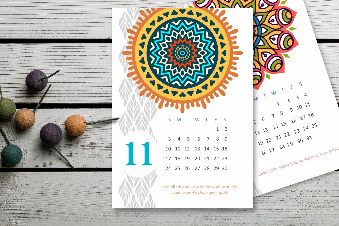 Mandala Calendar, 2024 Calendar, Digital Download, Printable Mandala ...