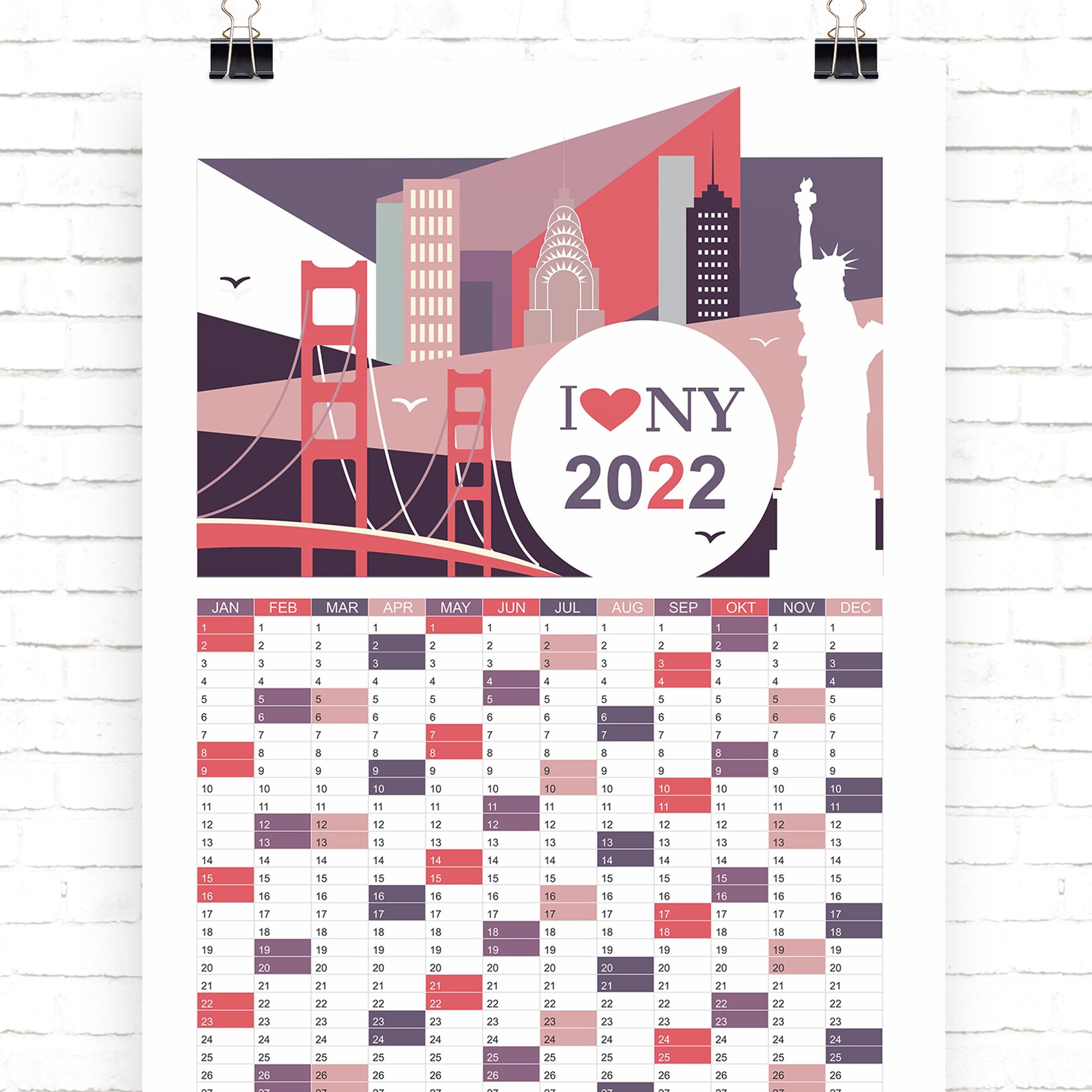 I Love NY Calendar 2022 Calendar City Calendar digital Etsy