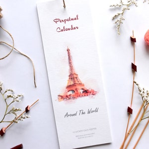 Birthday Perpetual Calendar|Wall Calendar|Gift for Travel Lover| illustrated | Anniversaries Calendar| Great Gift