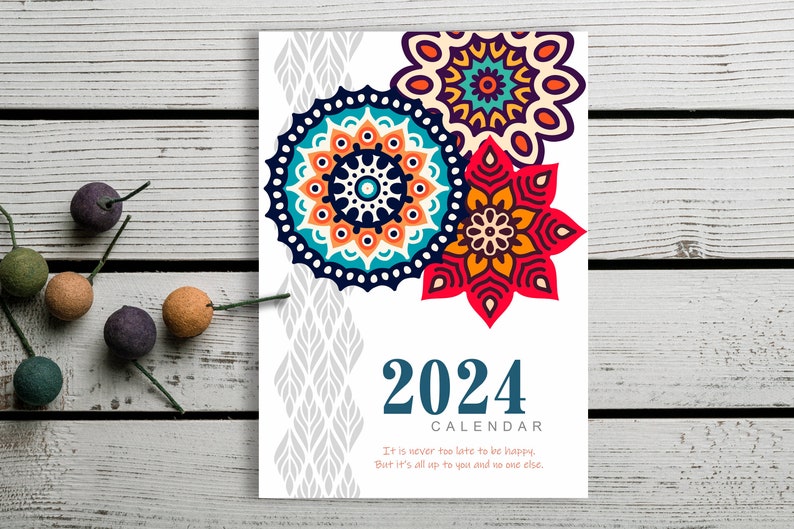 Mandala Calendar, 2024 Calendar, Digital Download, Printable Mandala ...