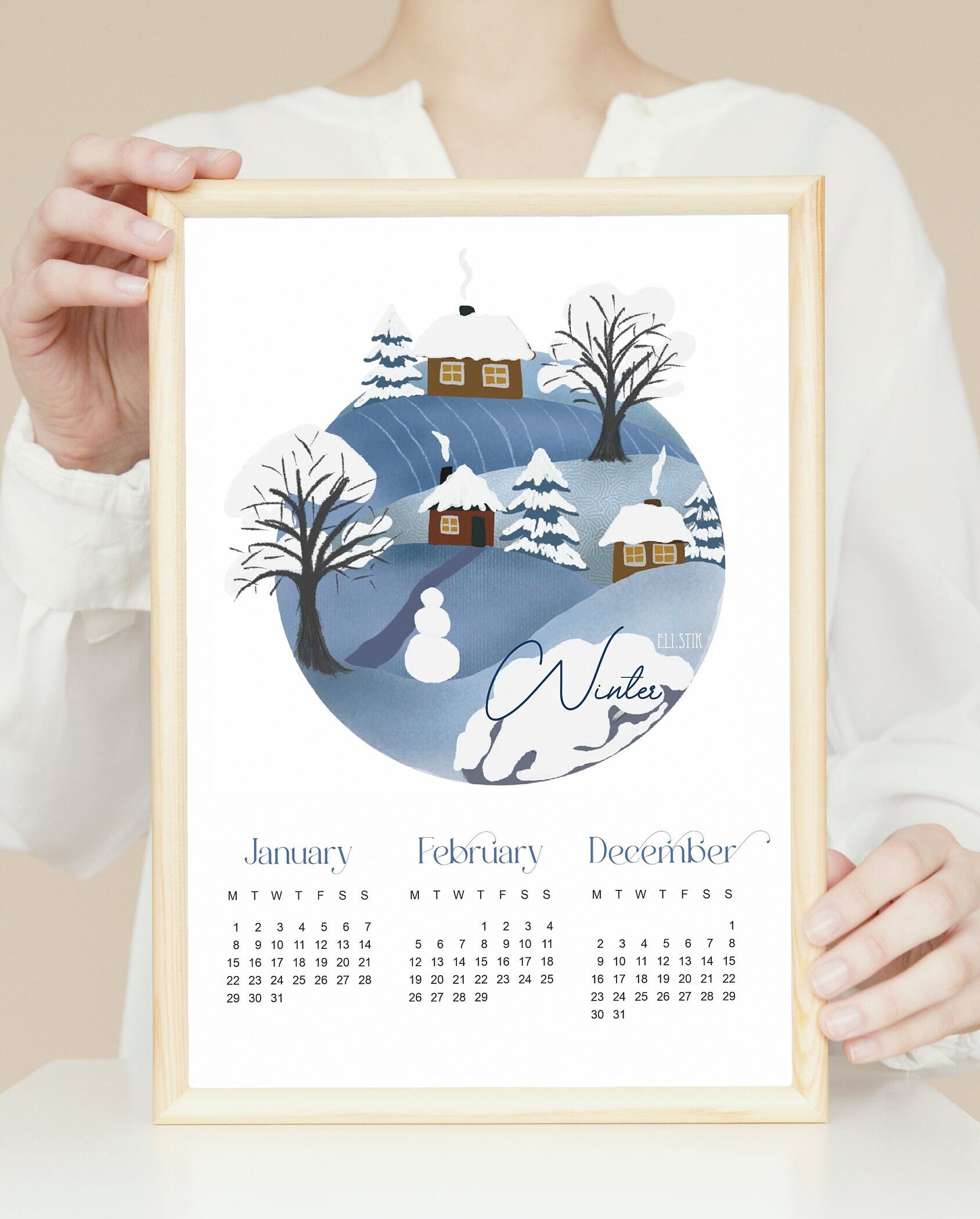 Seasonal Calendar 2024 Nature Calendar 4 Parts Digital Download