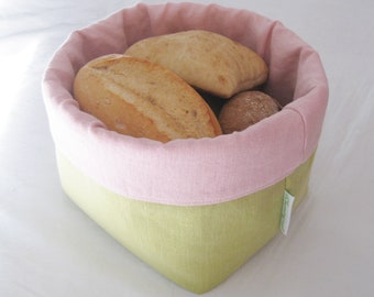 Bread basket LINEN ROSÉ-LIGHT GREEN medium !