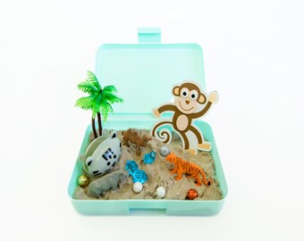 Safari Sensory Bin: Kids Activity Kit with Mini Figurines