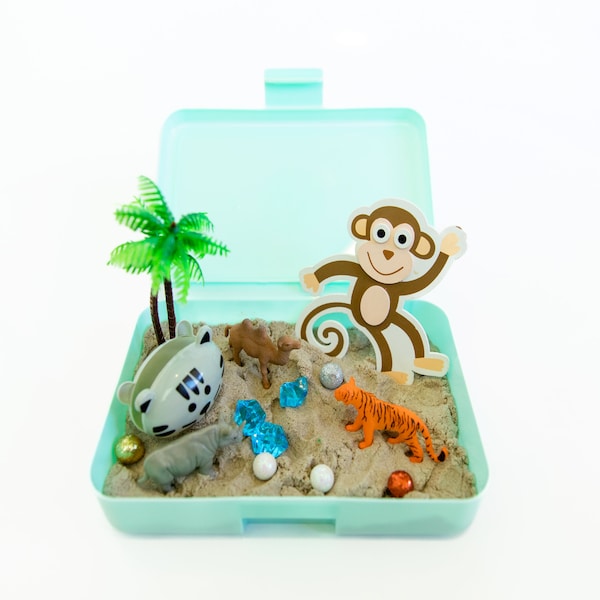 Safari Sensory Bin, Sensory Kit, Kids Activity Box, Sensory Bin, Safari Birthday Gift, Safari Party, Safari Activity Box, Travel Busy Box