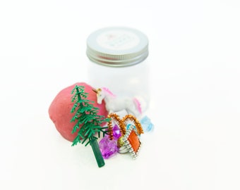 Unicorn Playdough Kit: Pink Homemade Dough, Themed Accessories