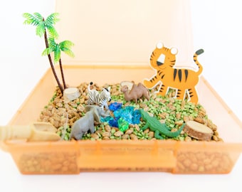 Personalized Zoo Sensory Bin: Toddler Imaginative Play Kit