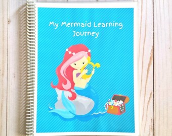 Personalized Mermaid Kindergarten Workbook: Dry Erase Travel Busy Book