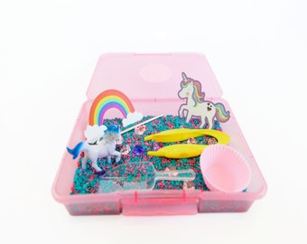 Unicorn Sensory Bin: Pink & Purple Rice Kit - Fine Motor Play