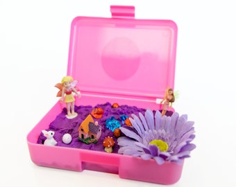 Fairy Sensory Bin: Purple Kinetic Sand - Calming Montessori Toy