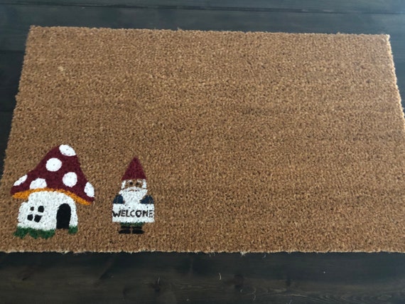 Toadstool Gnome Welcome Doormat Etsy