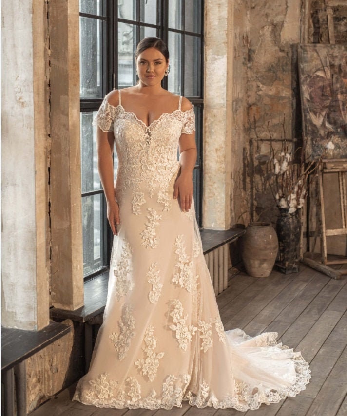 plus size wedding dresses champagne color