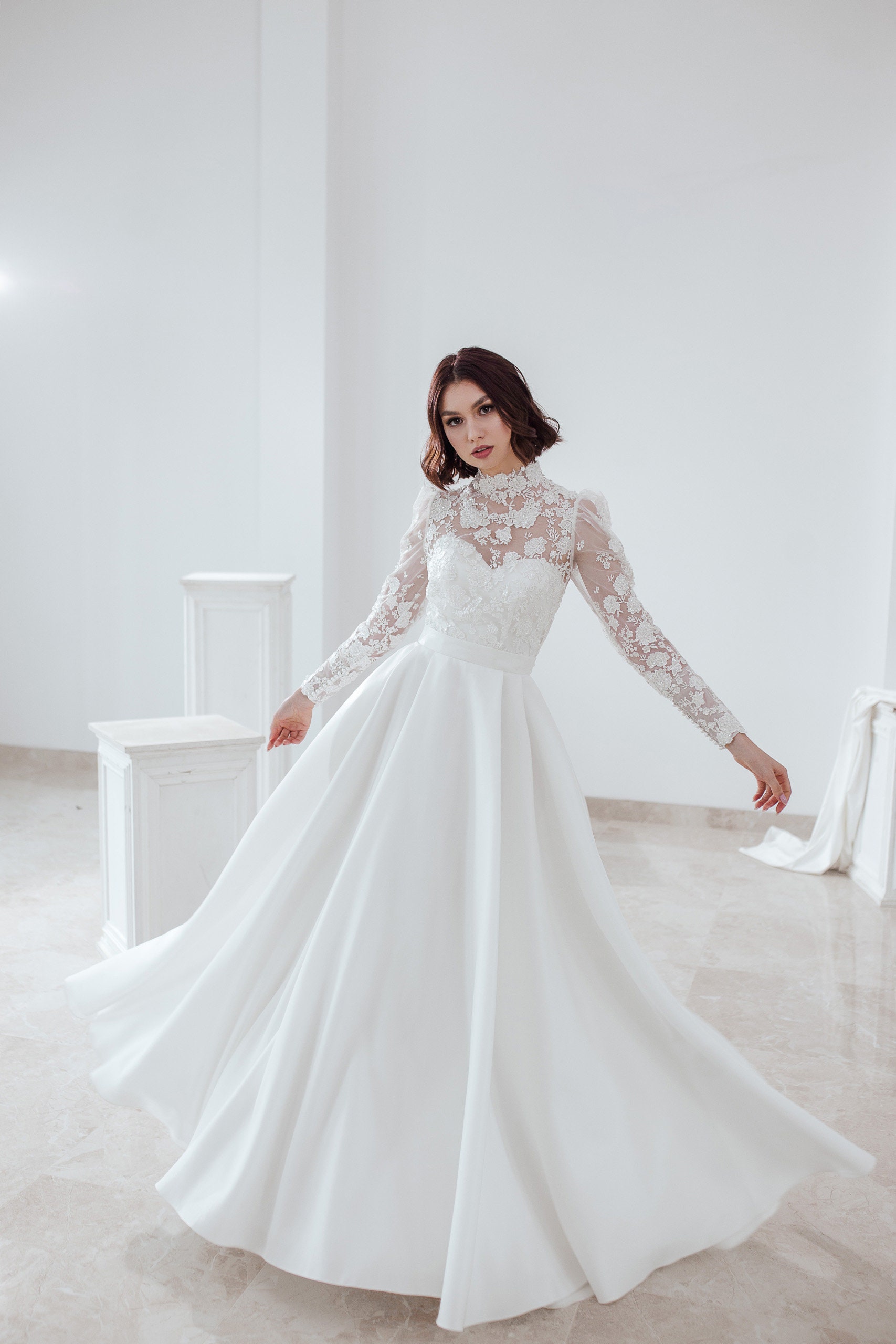 Turtleneck Wedding Gown - Etsy