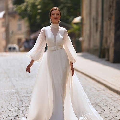 Last Minute Chiffon Light Layers Tulle Wedding Dress Long - Etsy