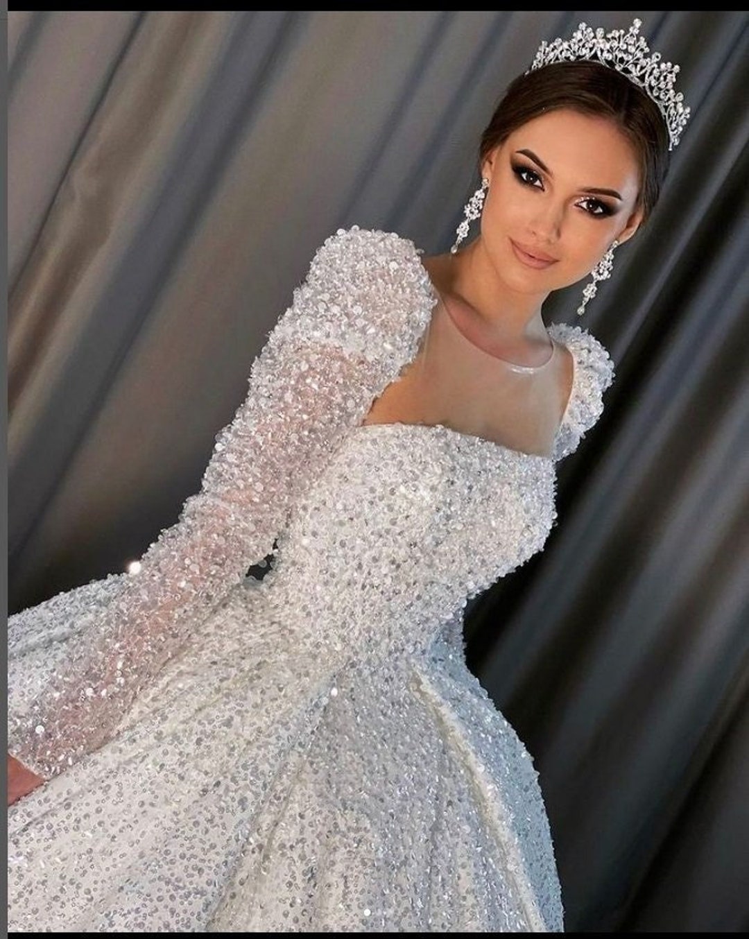Bling Bling Sparkled Pearls Beaded a Line Ball Silver Wedding Dress ...