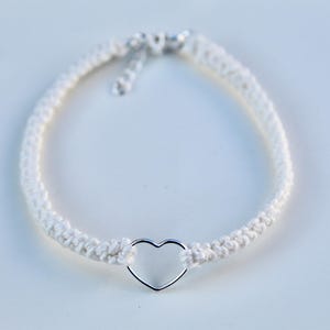 4th Anniversary Linen Bracelet in Cream with Cute Silver Heart, Linen Anniversary, Linen Gift for Her, 4 Year Anniversary, Handmade Gift