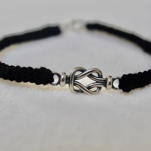 CottonBracelet / SilverKnotGift / Anniversary 2nd / FriendshipBand / BlackCotton / KnotBracelet / YearTwoGift / CharmBracelet / Handcrafted / ElegantGift / Meaningful / StylishBand / TimelessPiece