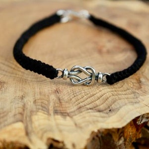 CottonBracelet / SilverKnotGift / Anniversary 2nd / FriendshipBand / BlackCotton / KnotBracelet / YearTwoGift / CharmBracelet / Handcrafted / ElegantGift / Meaningful / StylishBand / TimelessPiece