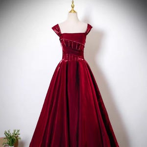 Vintage Straps Red Satin Ball Gown,Cocktail Dress,Graduation Dress,Reteo Birthday Gown,Gifts For Her,Party Evening Dress,Wedding Shower Gown