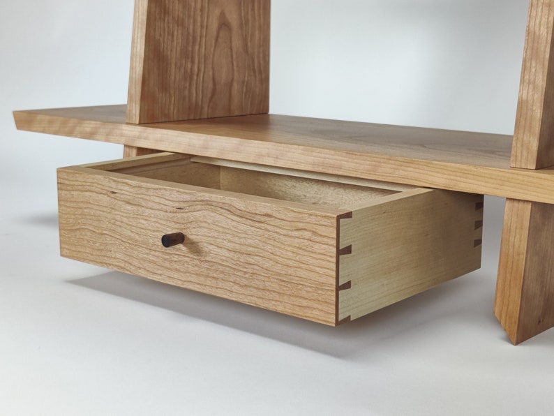 Modern Cherry Shelf With Floating Drawer Etsy