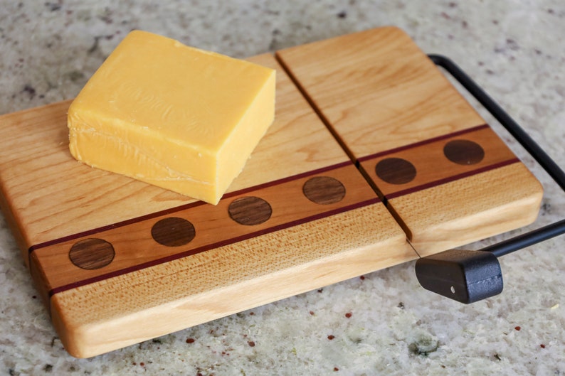 Handmade Cheese Slicer Cutting Board With Maple Cherry Etsy