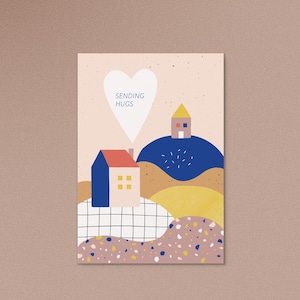 Postkarte sending hugs / Grusskarte / Karte / Geburtstag