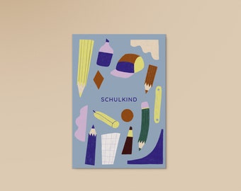 Postkarte Schulkind / Einschulung / Schule / Endlich Schulkind / Karte / Schulanfang