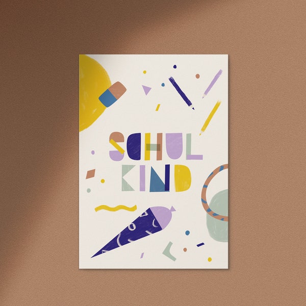 Postkarte Schulkind / Einschulung / Schule / Endlich Schulkind / Karte / Schulanfang