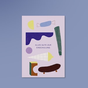 Postkarte Alles Gute zur Einschulung / Einschulung / Schule / Schulkind / Karte / Schulanfang