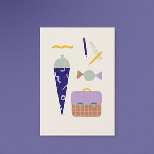 Postkarte Einschulung / Schule / Endlich Schulkind / Karte / Schulanfang / Schulkind