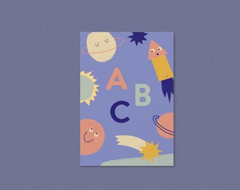 Postcard Space ABC / First Day of School / School / Finally a Schoolchild / Card / Start of School / Schoolchild