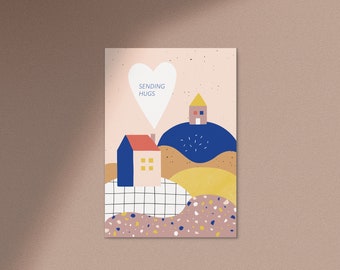 Postkarte sending hugs / Grusskarte / Karte / Geburtstag
