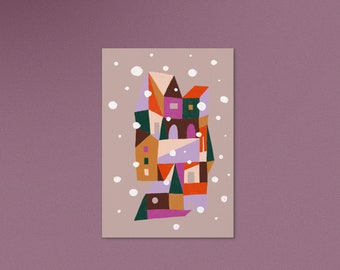 Karte Weihnachtsstadt / Weihnachtskarte / Weihnachten /