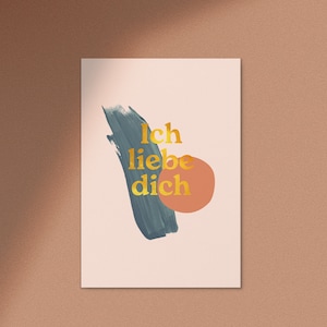 Postkarte Ich liebe dich / Gold / Golddruck / Grusskarte / Karte / Geburtstag / Valentinstag / Hochzeitstag / Liebe