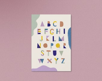 Postcard ABC / First day of school / School / Finally a schoolchild / Card / Start of school / Schoolchild / Alphabet