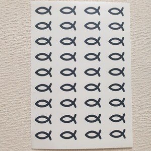 1 DinA 6 Bogen Fische Sticker Aufkleber Vinyl 1 x 1,7 cm Konfirmation Taufe uvm