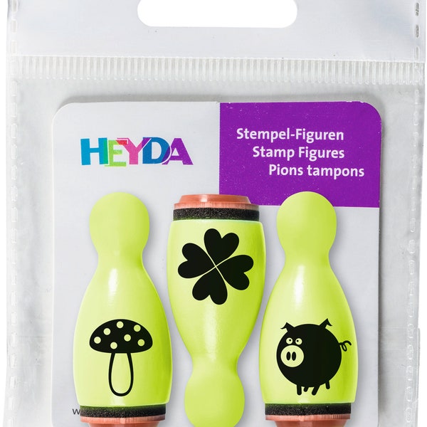 3 Stempelfiguren Stempel  Glück von Heyda  12 mm Durchmesser