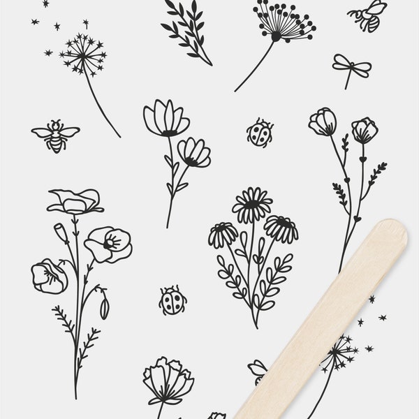 Heyda Rubbelsticker Rubbel-Sticker Blumen 1 Bogen 10x19 cm