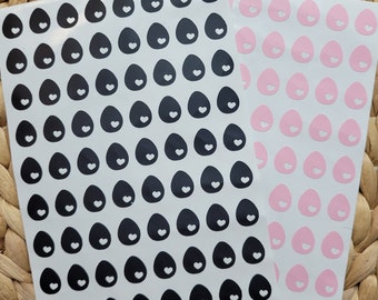 Din A6 Bogen 72 Ostereier mit Herz Ei Sticker Aufkleber Vinyl ca. 1,2 cm hoch