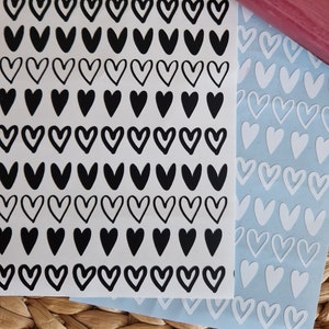 Din A6 sheet of 81 hearts sticker vinyl 1.2 cm high image 1